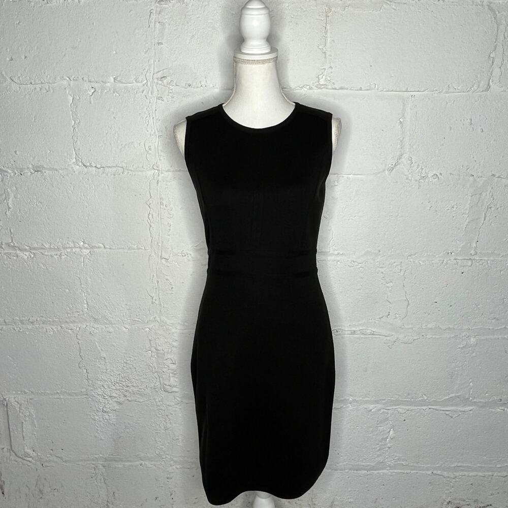 Calvin Klein‎ Women's Black Sleeveless Crewneck Fitted Bodycon Zipper Dress SZ 2